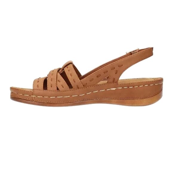 Easy Street KEHLANI Low Wedge Heel Comfort SlingBack Sandals Tan Size 6 - Picture 3 of 8